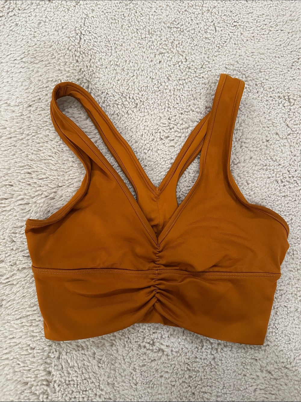 Rust Orange Ruched Sports Bra